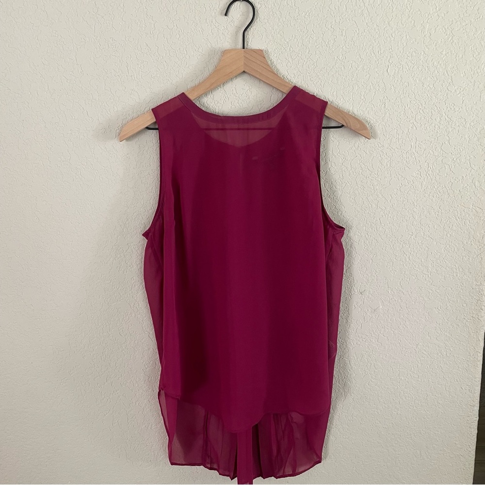 Banana Republic Sheer High Low Pleated Back Sleeveless Top
